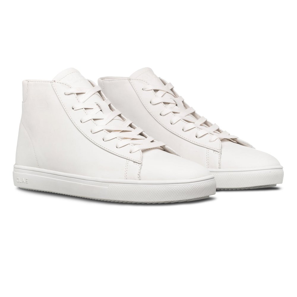 CLAE BRADLEY MID Sneakers Mens USA965-A02 In Triple White Leather